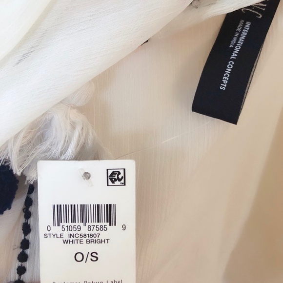 INC Embroidered Bias Tassel Scarf - Picture 5 of 5